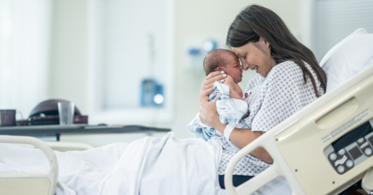Mom with newborn in hospital
